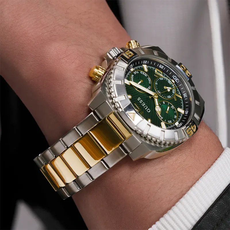 Guess Traction Multi-function Two-tone Men’s Watch- GW0800G1